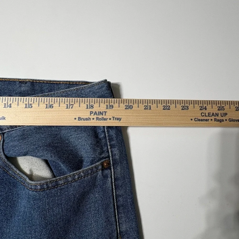 Levis 505 Regular Fit Straight Leg Blue Denim Jeans Mens 38x32 Medium Wash - Picture 8 of 14